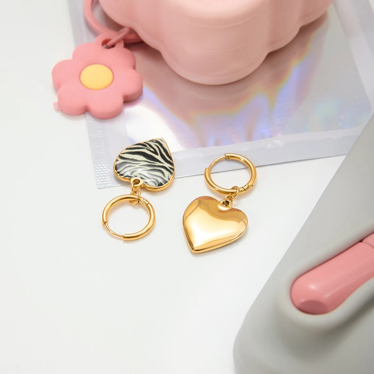 Zebra Heart Drop Earring