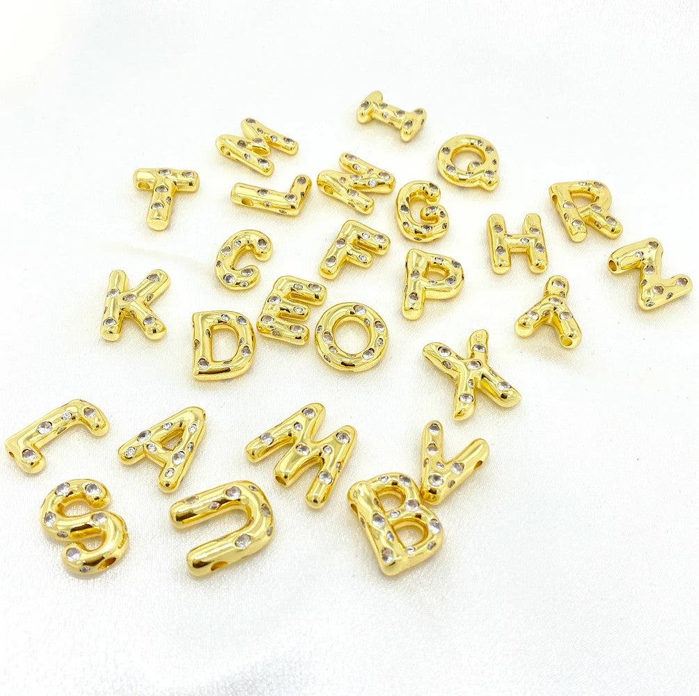 Puffed Zircon Initial Necklace
