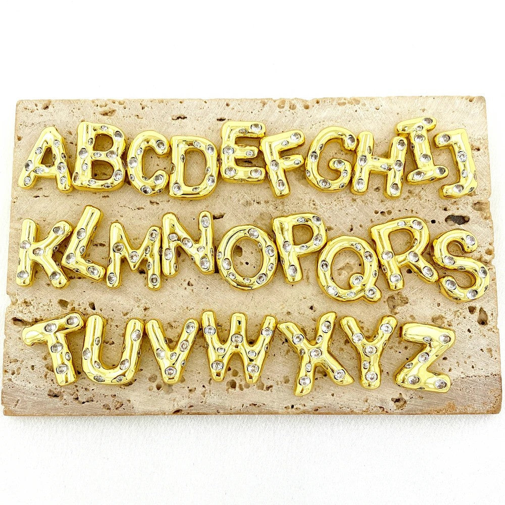 Puffed Zircon Initial Necklace