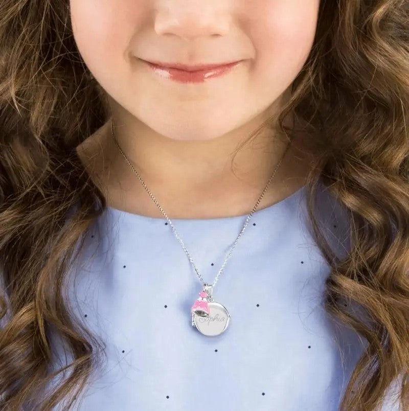 Initial Heart & Pink Crystal Necklace