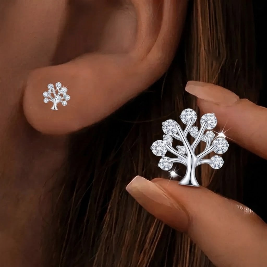 Crystal Tree Branch Stud Earrings