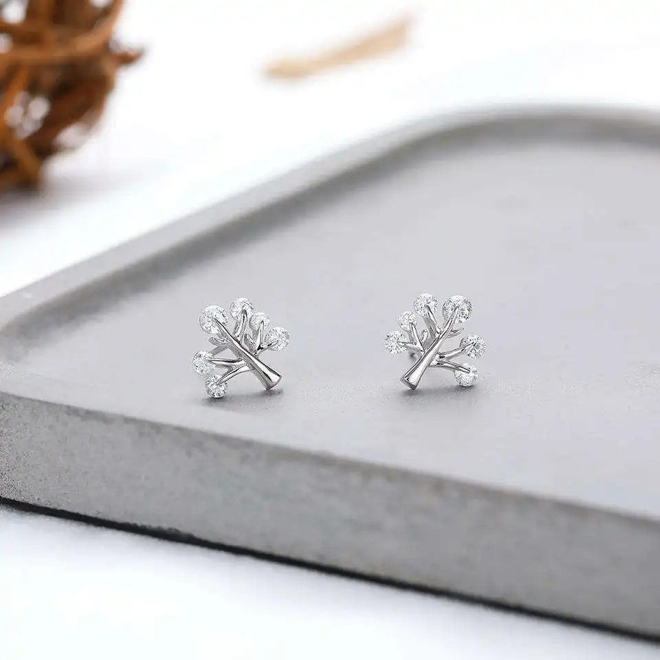 Crystal Tree Branch Stud Earrings