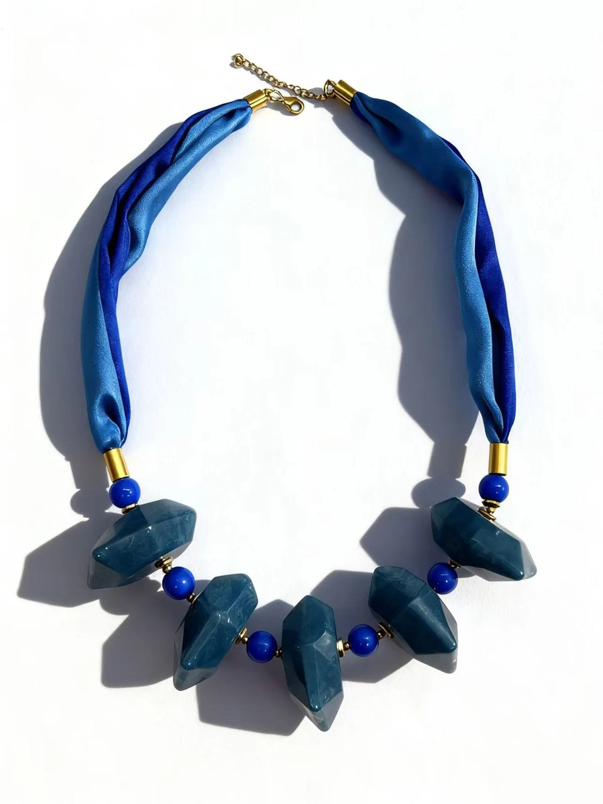 Teal Geometric Statement Necklace