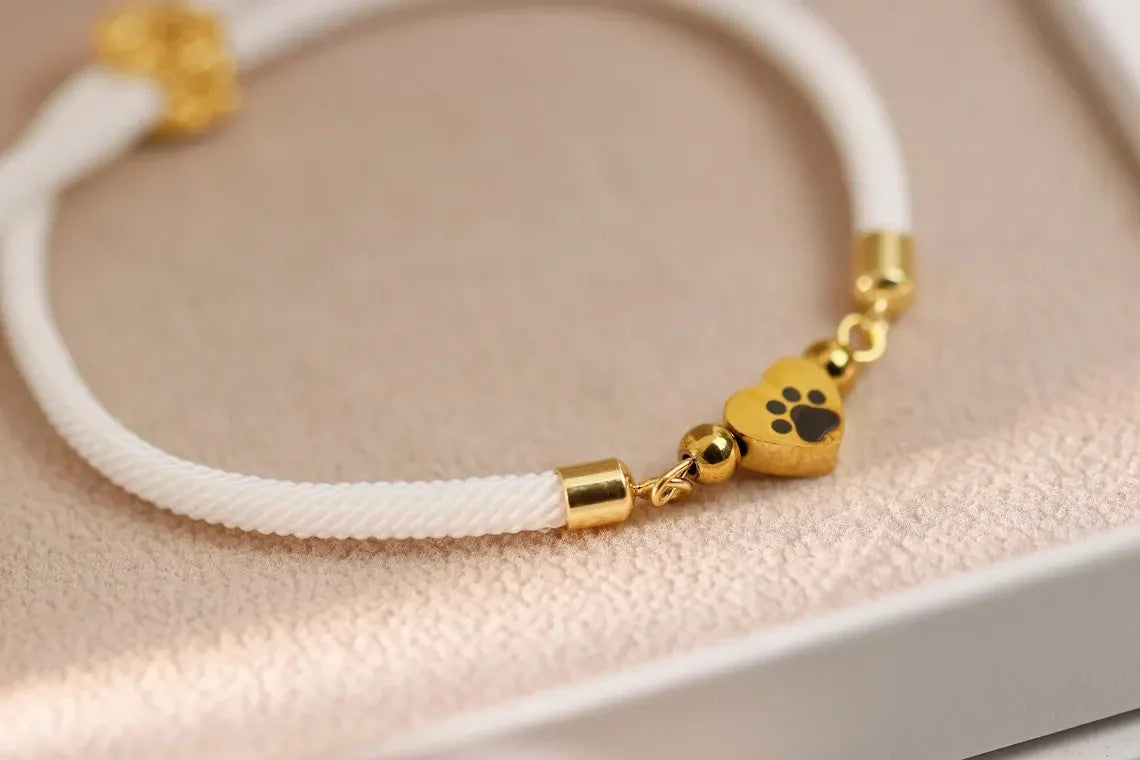 Paw Print Heart Charm Bracelet