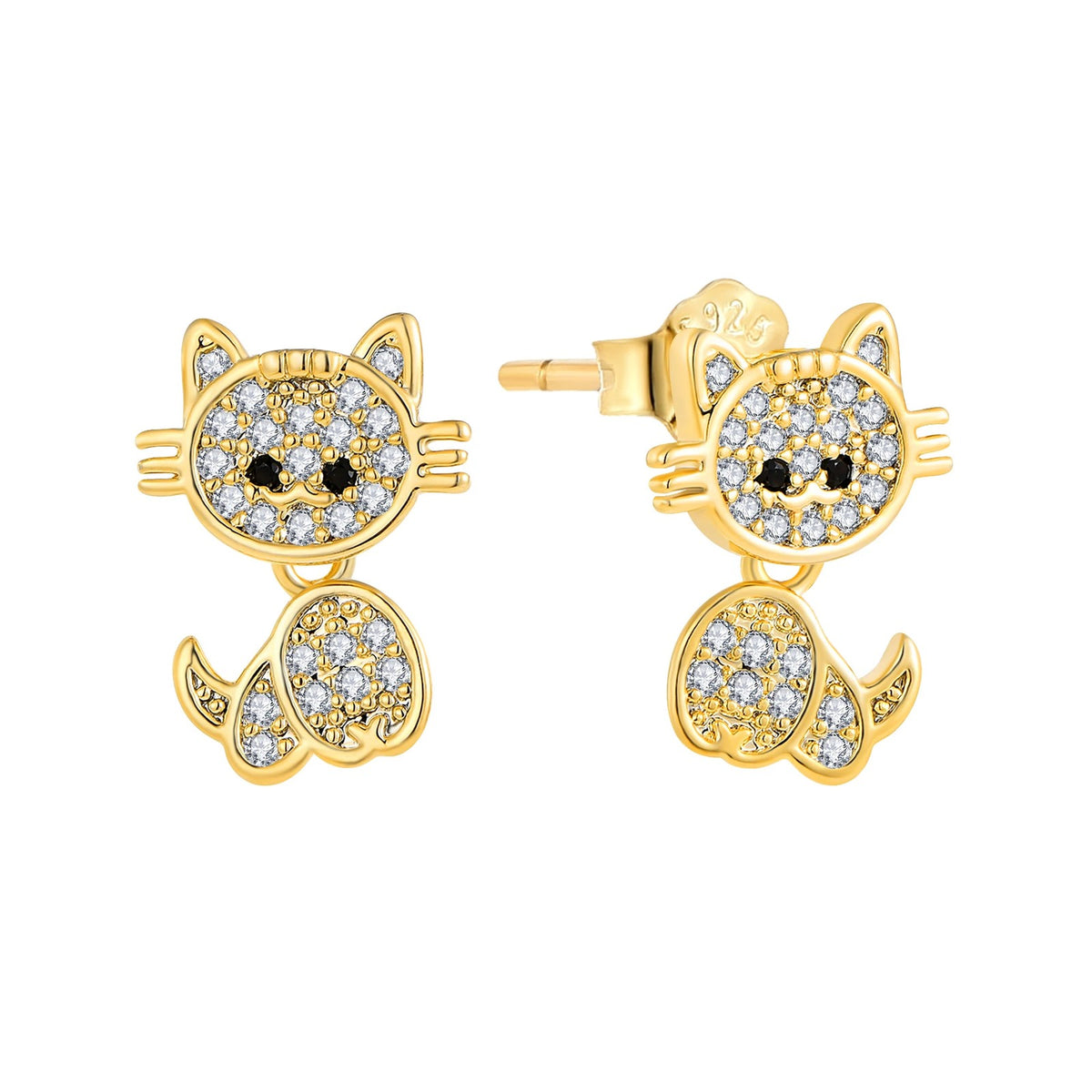 Crystal Pave Cat Dangle Earrings