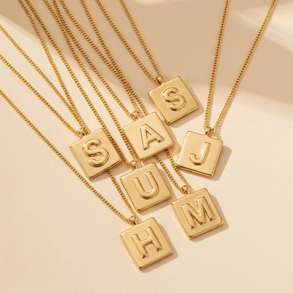 Square Initial Necklace
