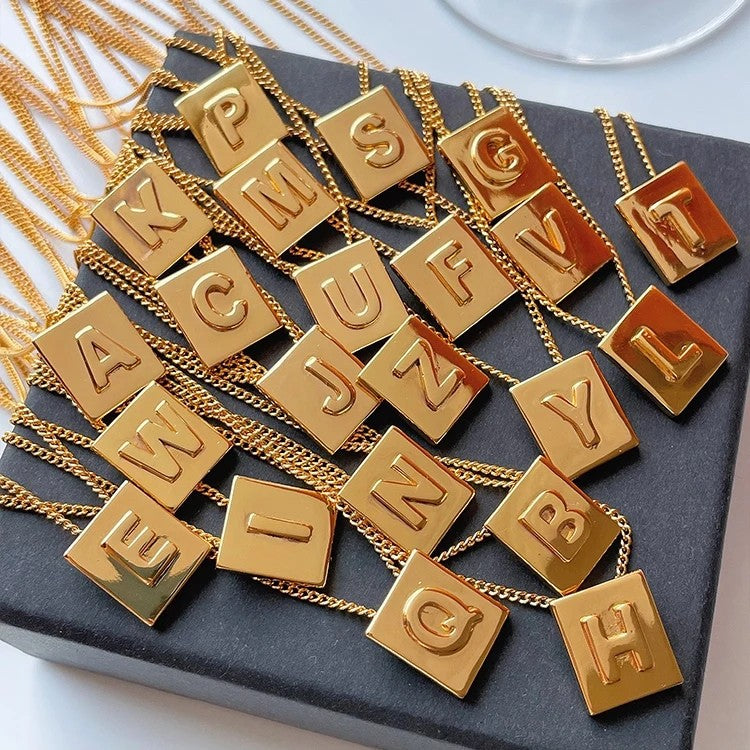 Square Initial Necklace