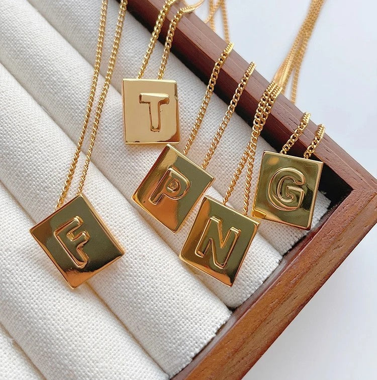 Square Initial Necklace