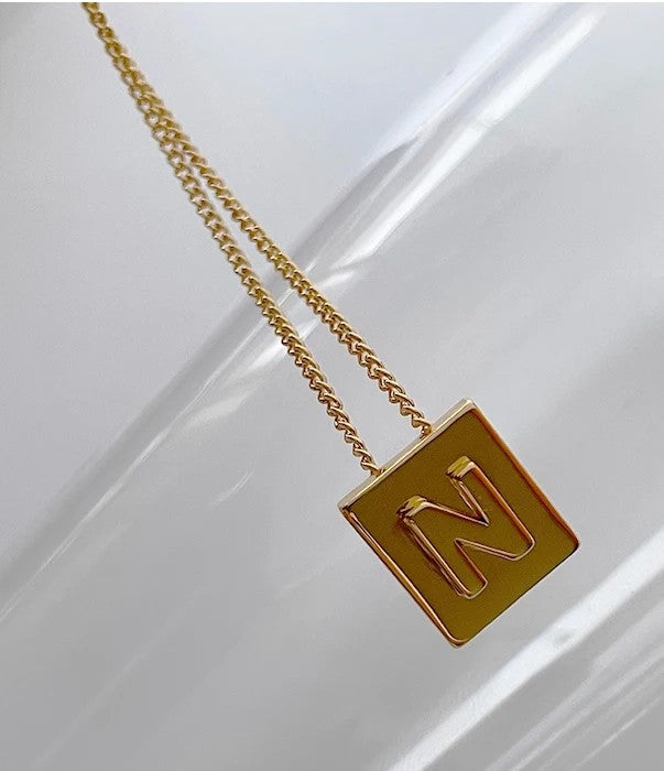 Square Initial Necklace