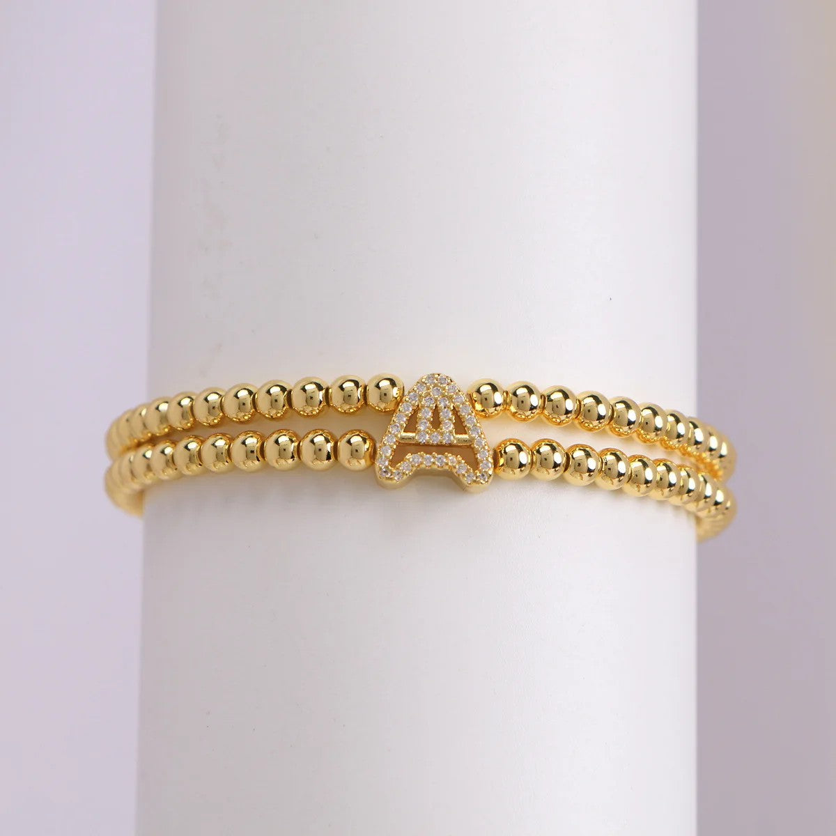 Crystal Initial Double Bead Bracelet