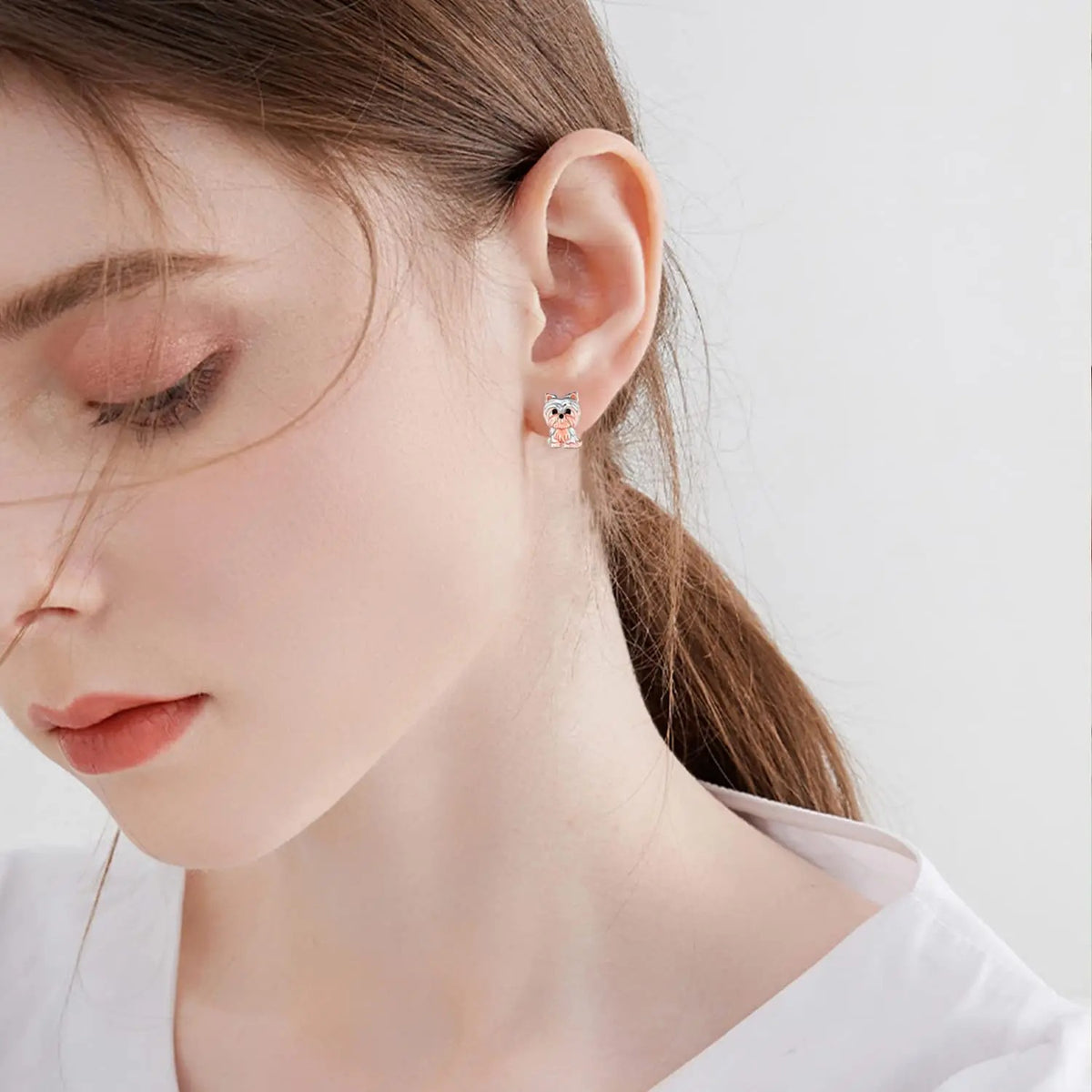 Two-Tone Schnauzer Stud Earrings
