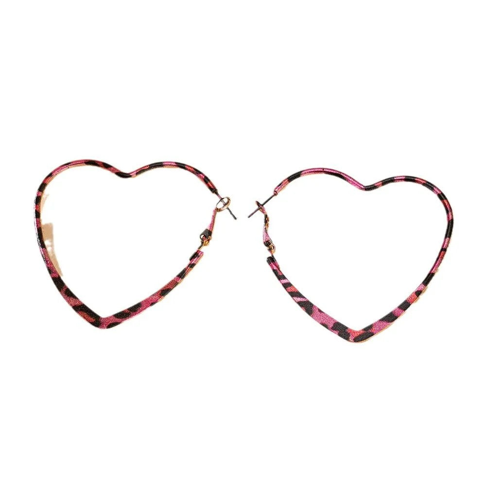 Leopard Heart Hoop Earrings