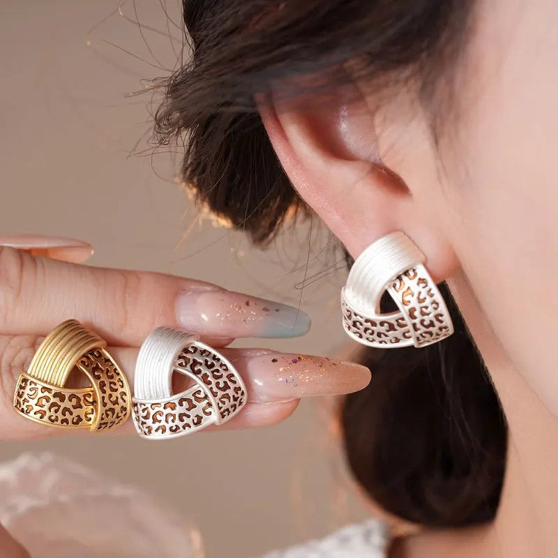 Leopard Triangle Hoop Earrings