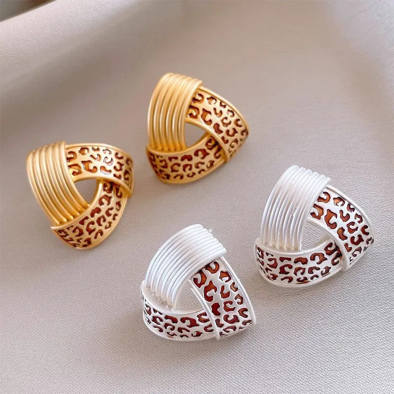 Leopard Triangle Hoop Earrings
