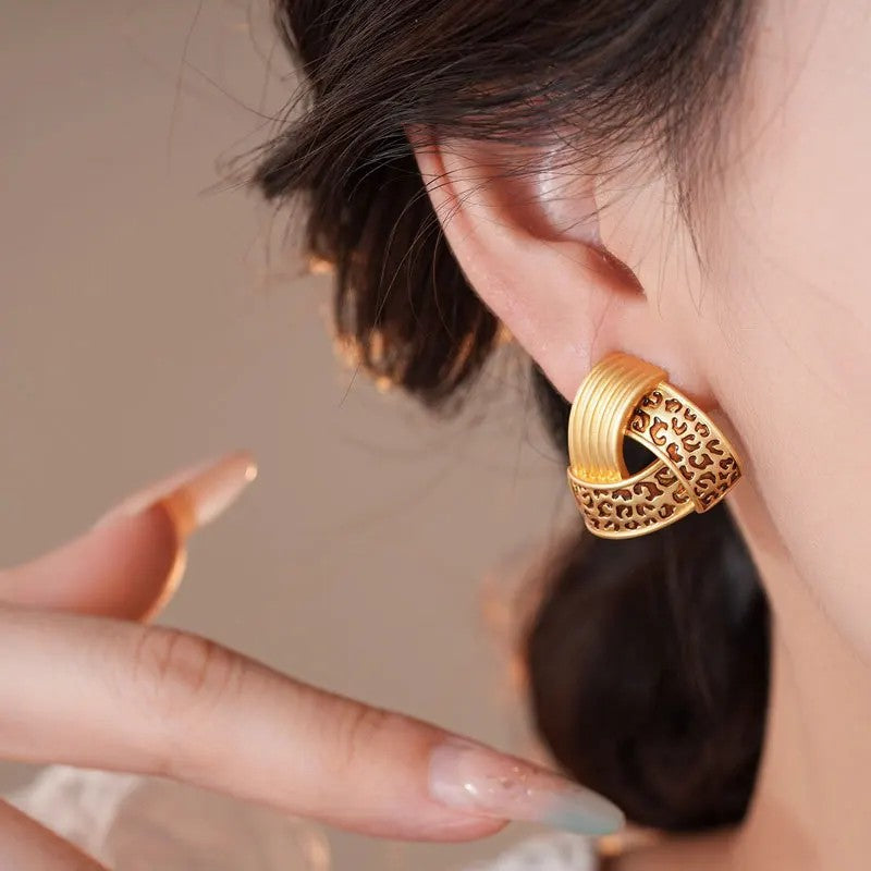 Leopard Triangle Hoop Earrings