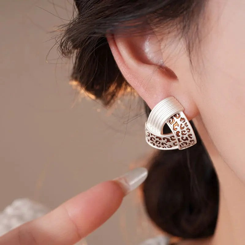Leopard Triangle Hoop Earrings