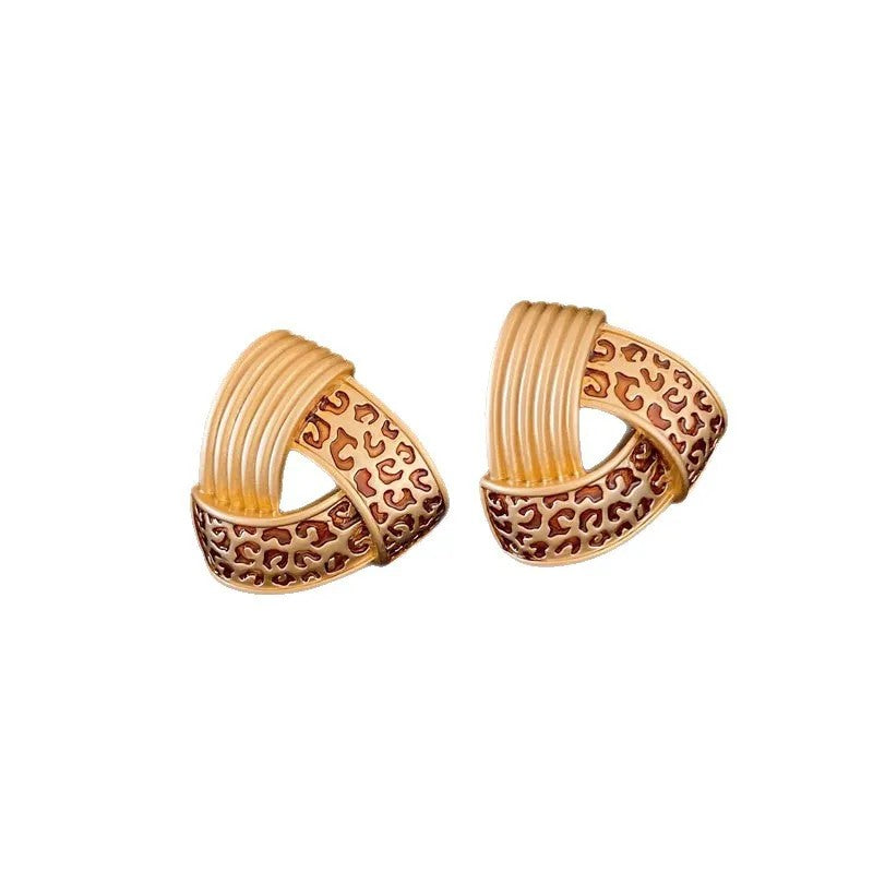 Leopard Triangle Hoop Earrings