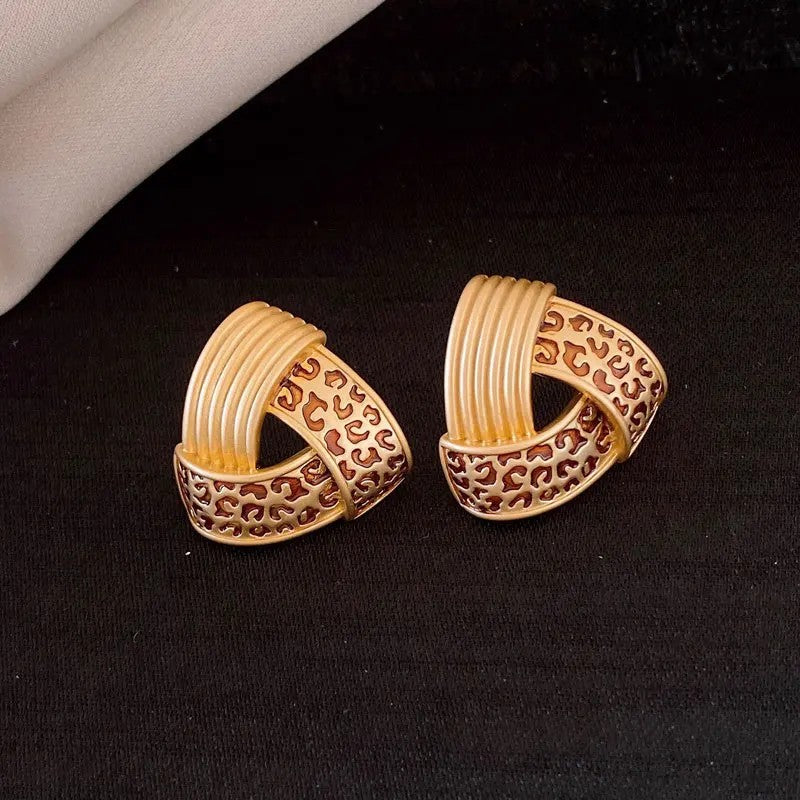 Leopard Triangle Hoop Earrings