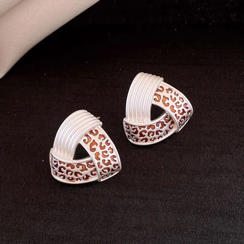Leopard Triangle Hoop Earrings