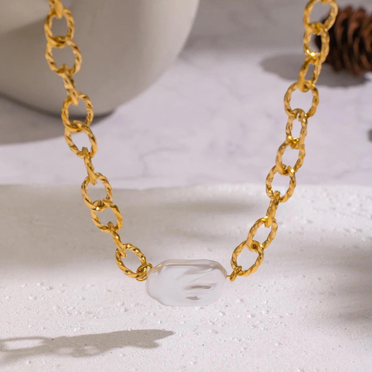 Baroque Pearl Link Necklace