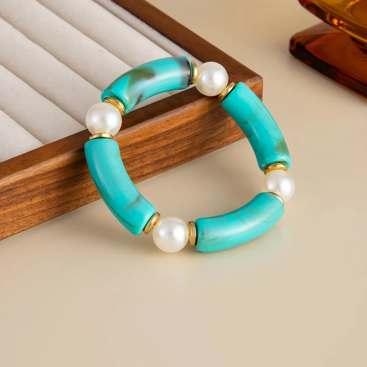 Turquoise Geometric Bead Bracelet
