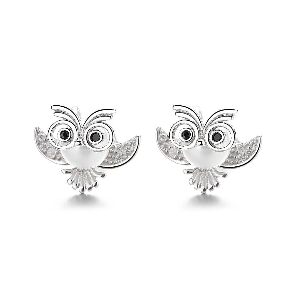 Silver Crystal Elephant Stud Earrings