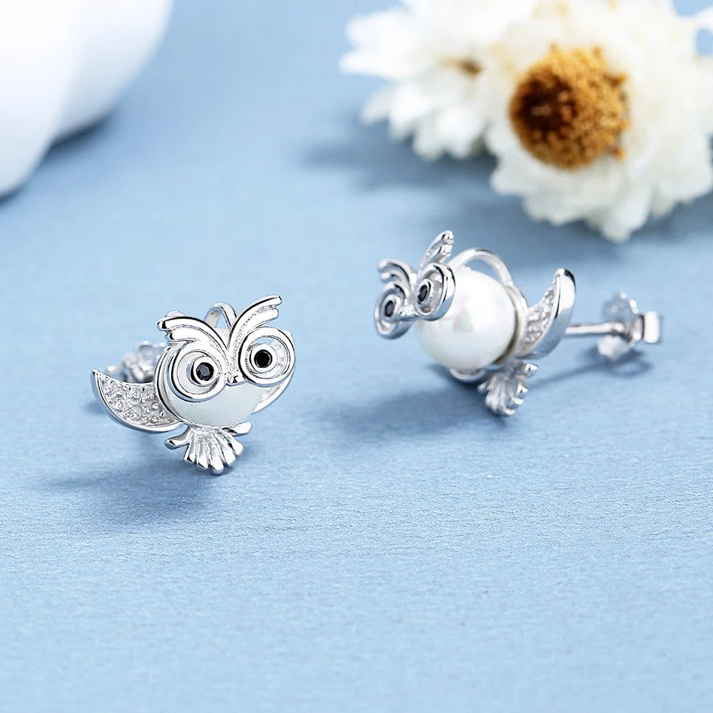 Silver Crystal Elephant Stud Earrings