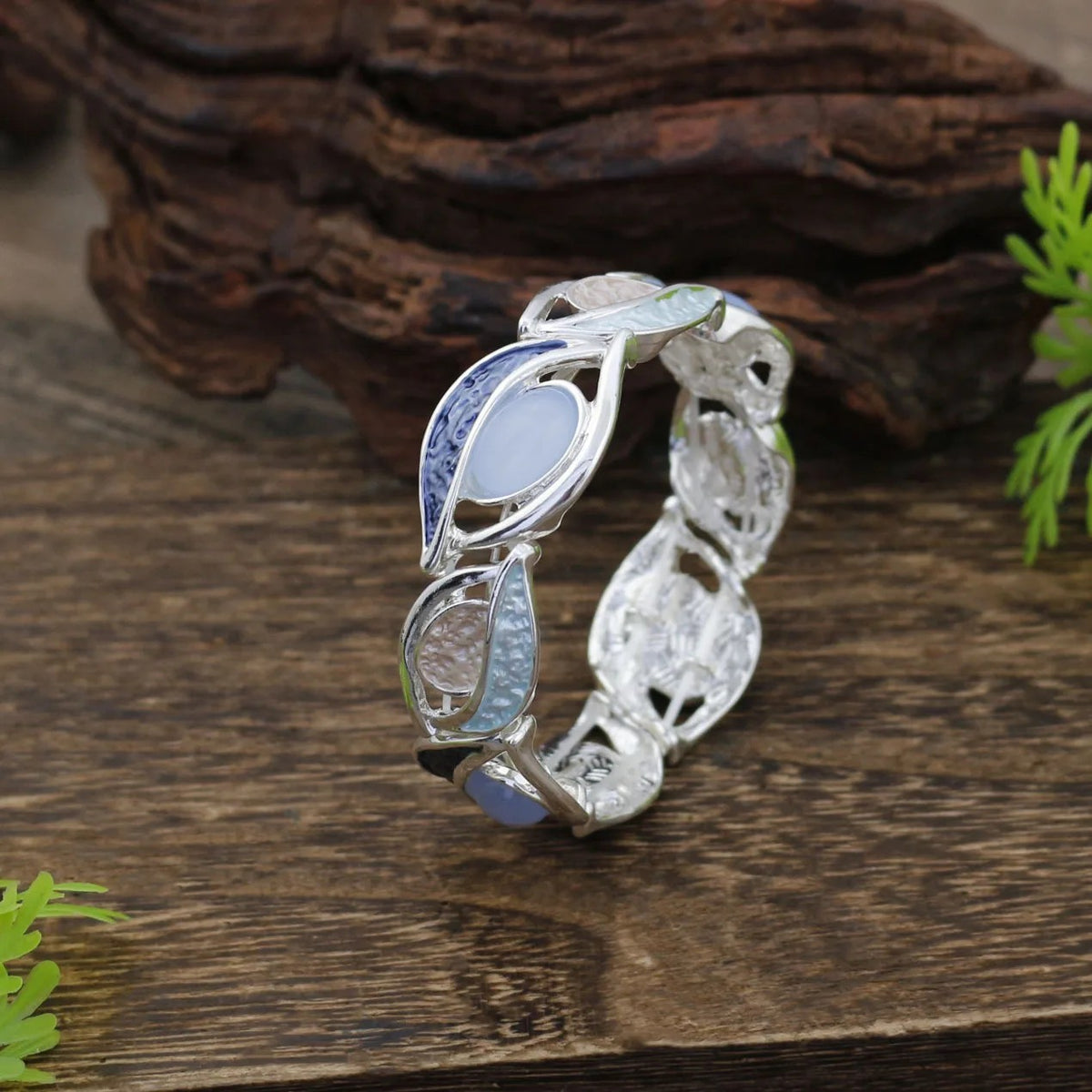 Colorful Leaf Bangle Bracelet