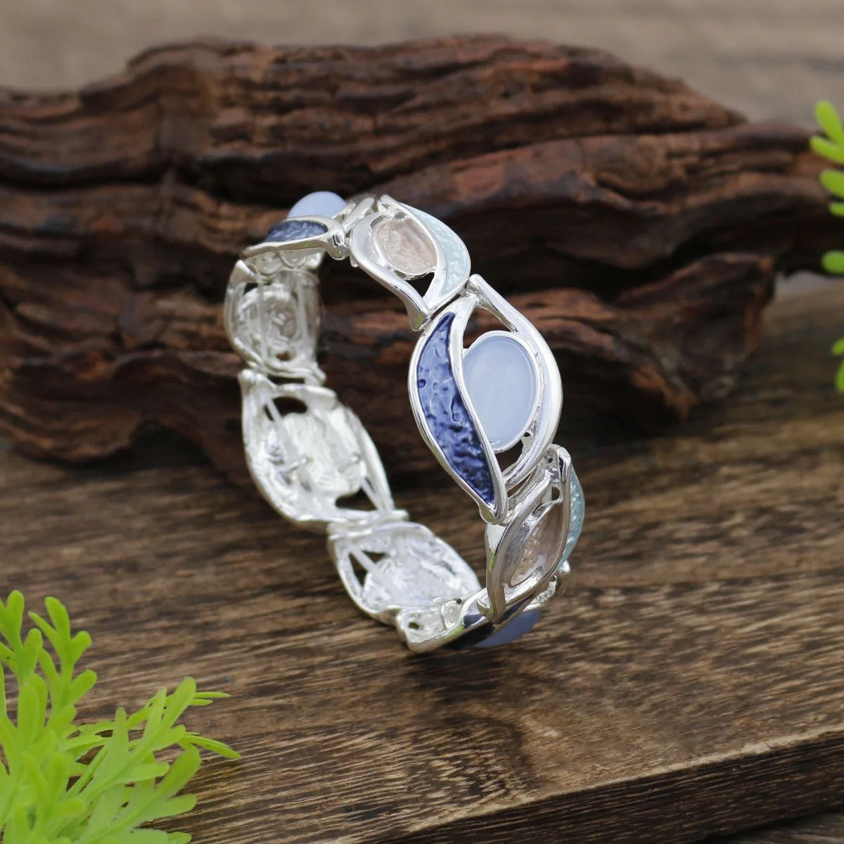 Colorful Leaf Bangle Bracelet