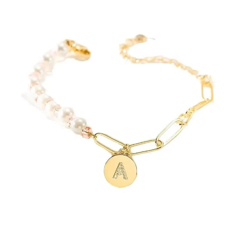 Pearl & Initial Link Bracelet