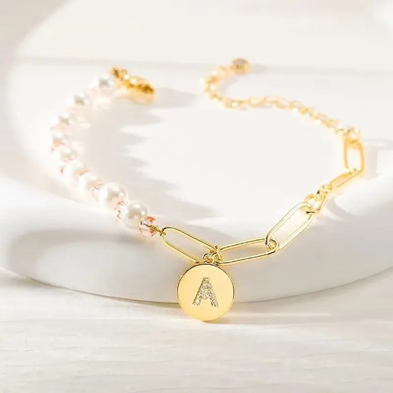 Pearl & Initial Link Bracelet