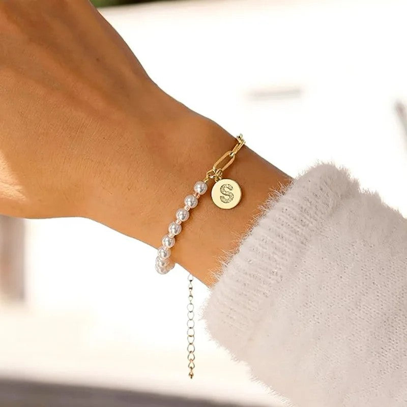 Pearl & Initial Link Bracelet