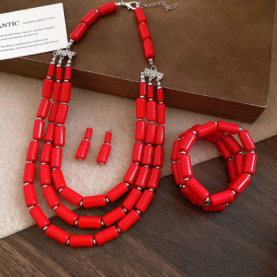 Colorful Tube Bead Jewelry Set