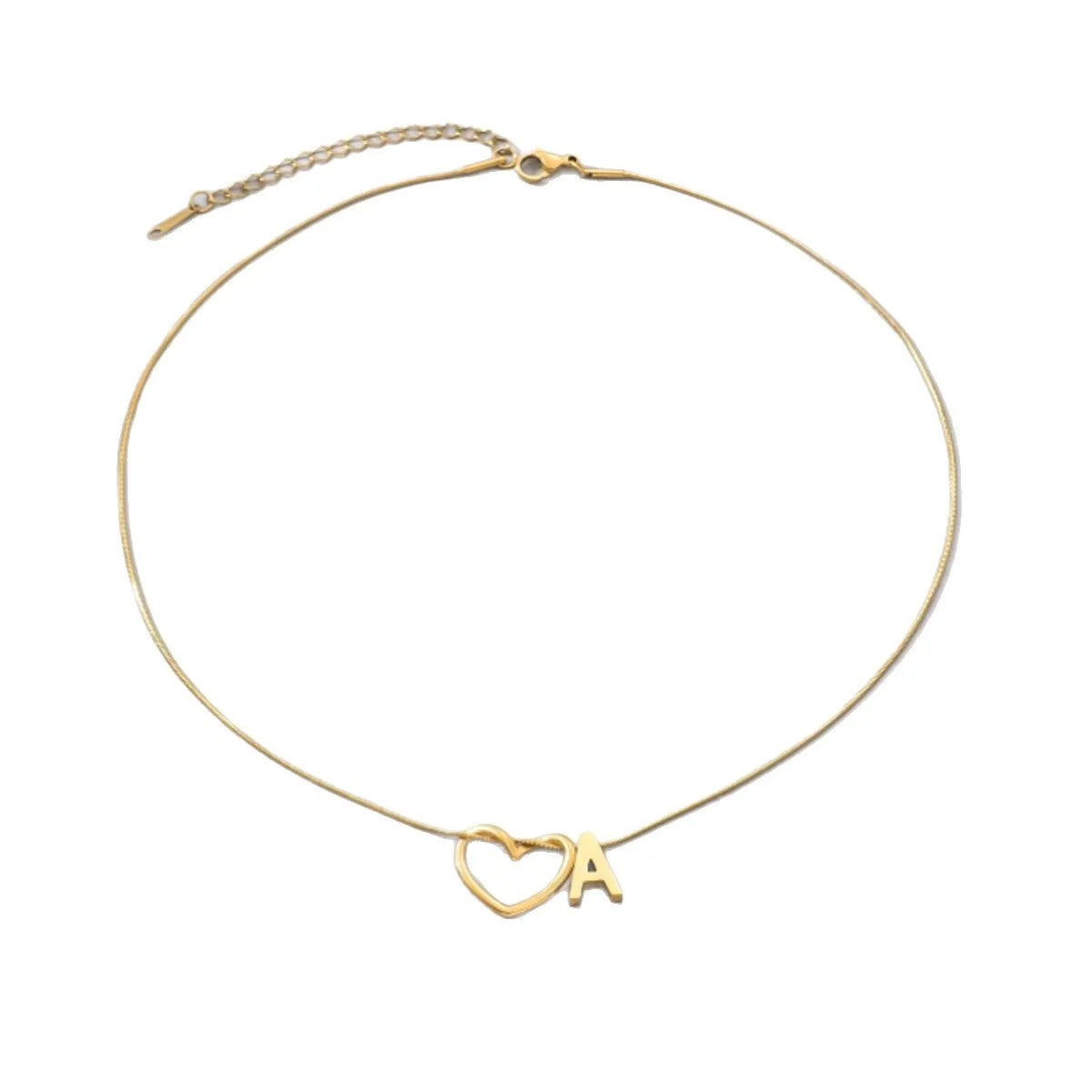 Heart Outline Initial Necklace