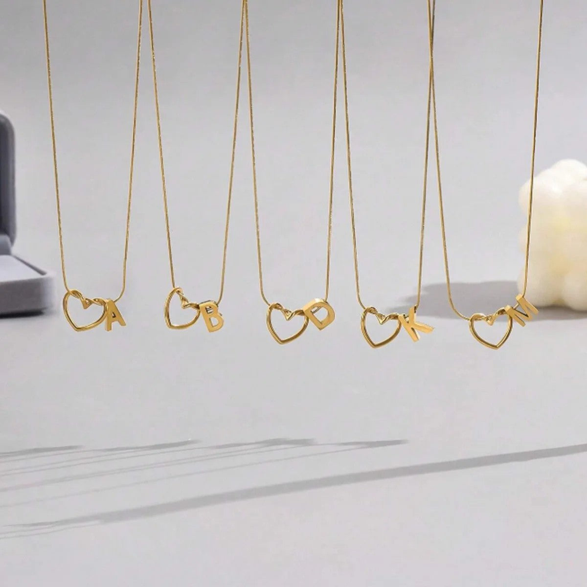 Heart Outline Initial Necklace