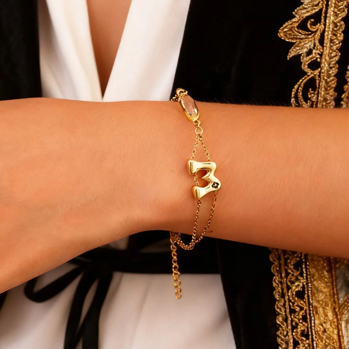 Gold-Tone Letter B Charm Bracelet