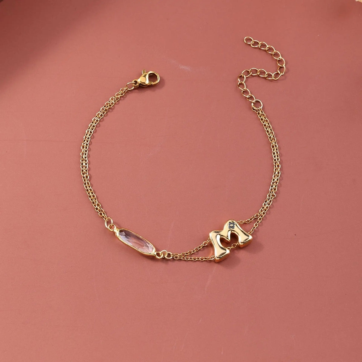 Gold-Tone Letter B Charm Bracelet