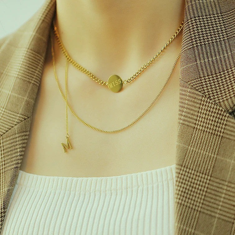 Miss Disc Layered Chain Necklace