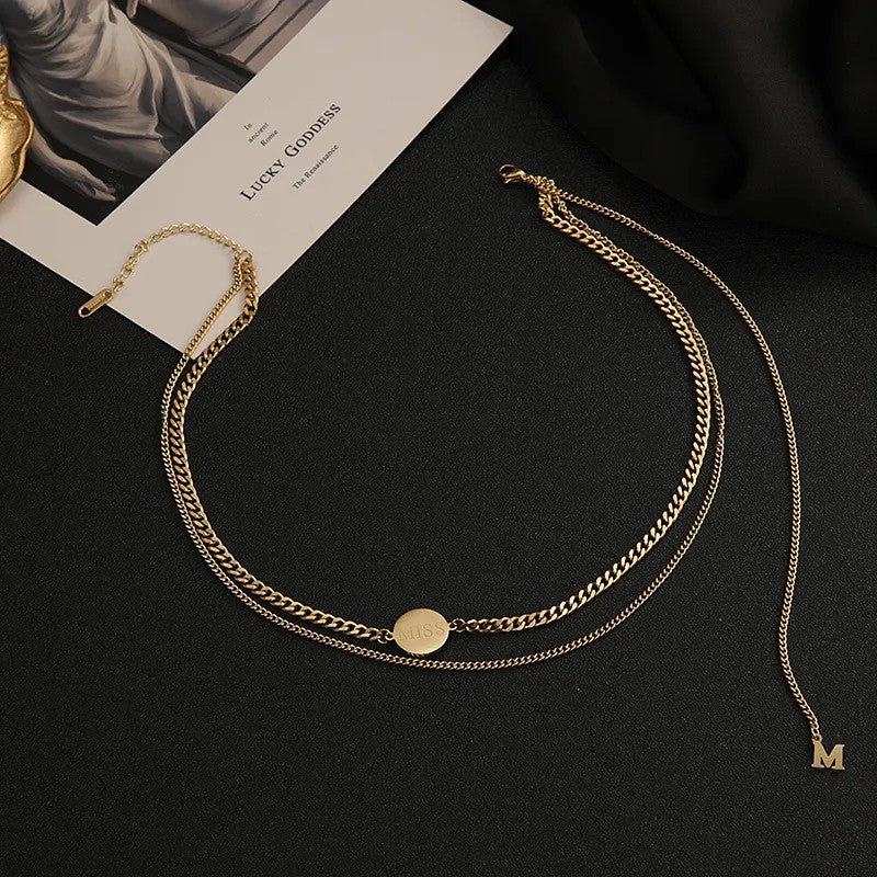 Miss Disc Layered Chain Necklace