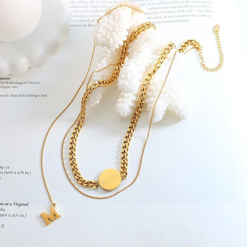 Miss Disc Layered Chain Necklace
