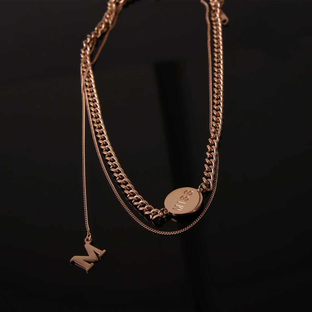 Miss Disc Layered Chain Necklace