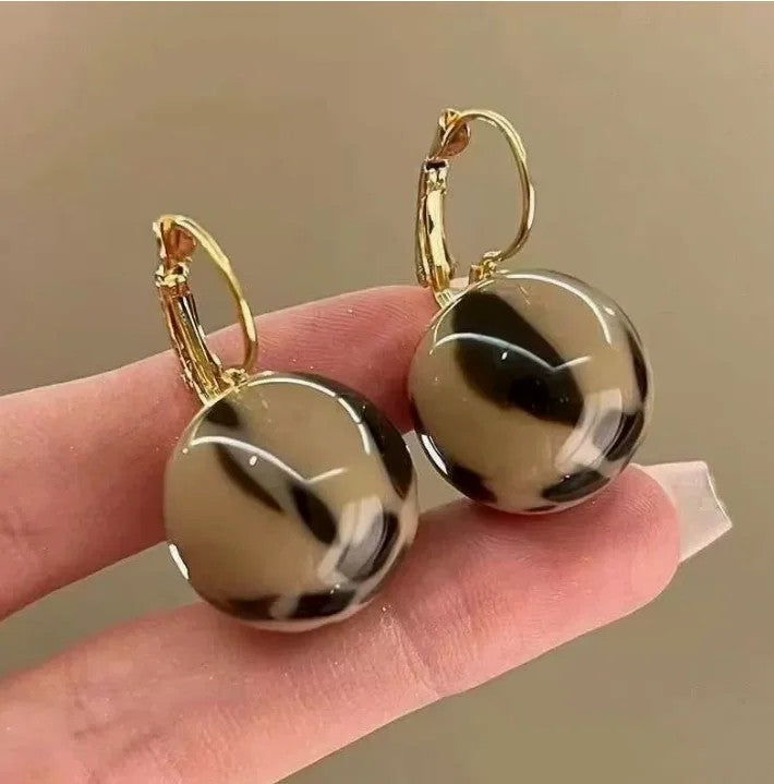 Leopard Print Round Earrings