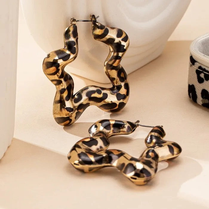 Leopard Star Drop Earrings