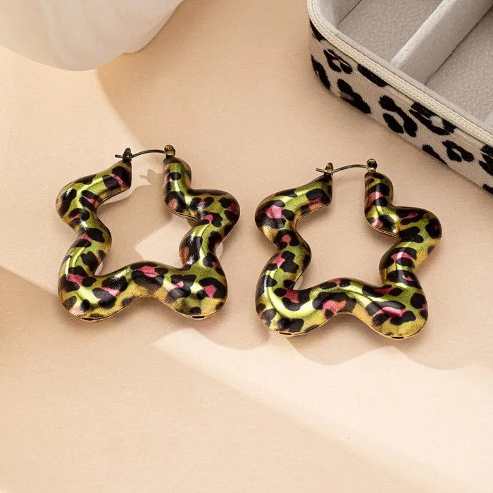 Leopard Star Drop Earrings
