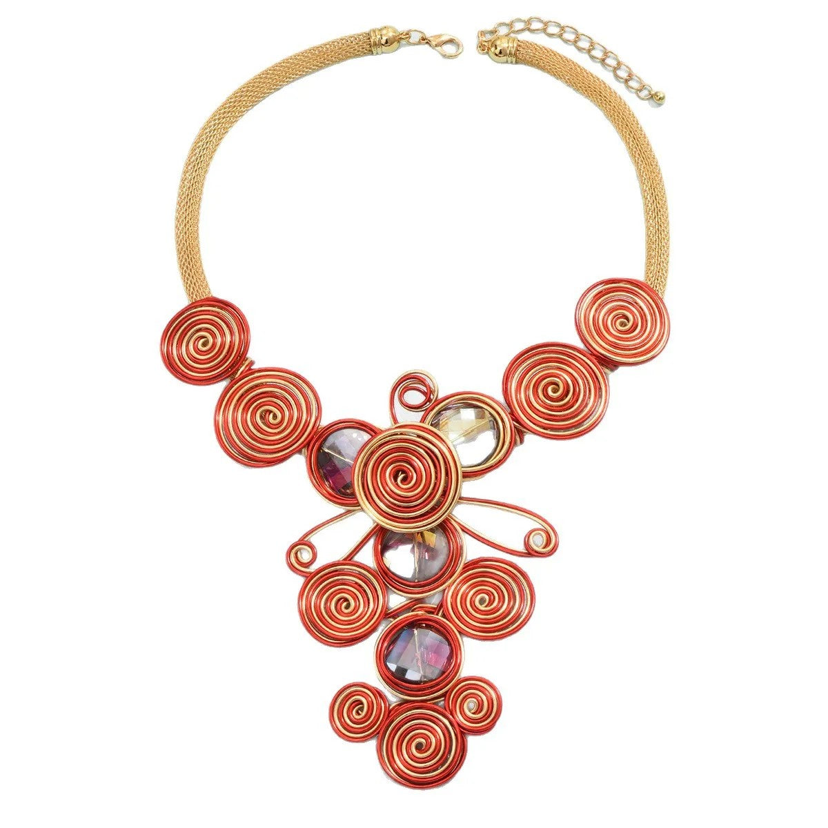 Blue Spiral Statement Necklace