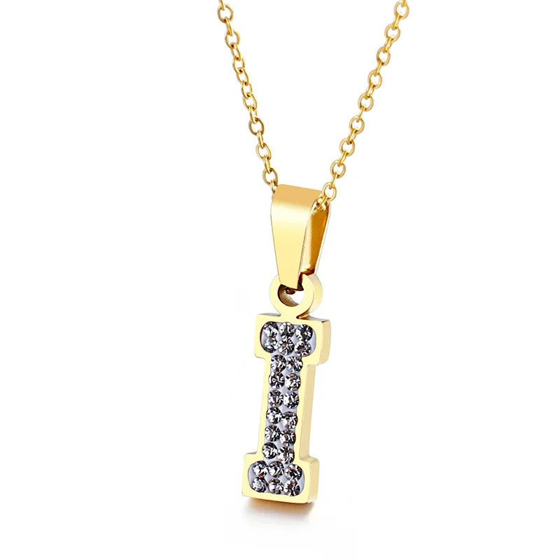 Zircon Letter Pendant Necklace