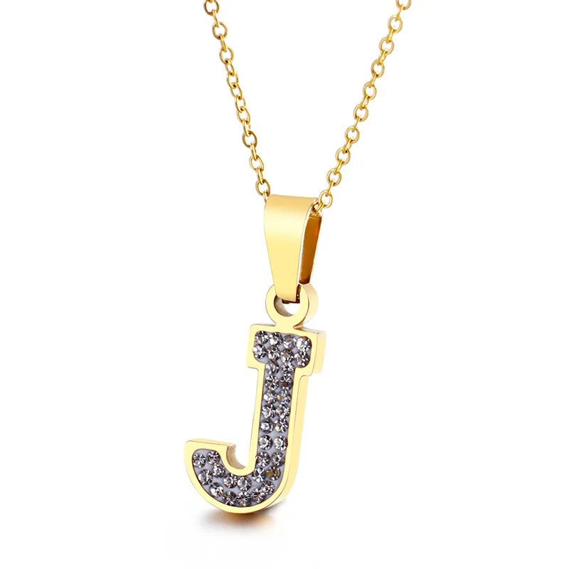 Zircon Letter Pendant Necklace
