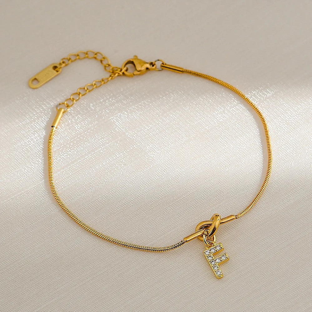Crystal Initial Knot Bracelet