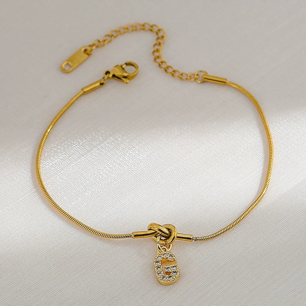 Crystal Initial Knot Bracelet