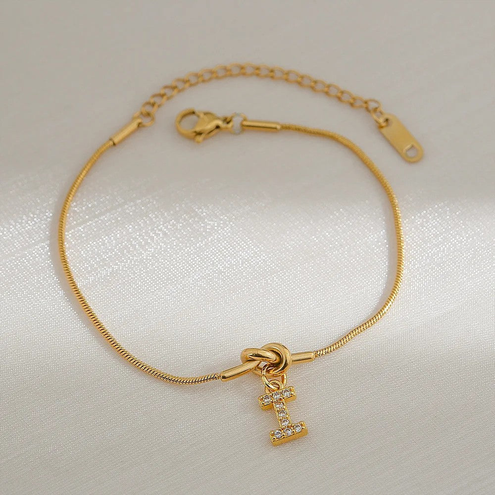 Crystal Initial Knot Bracelet